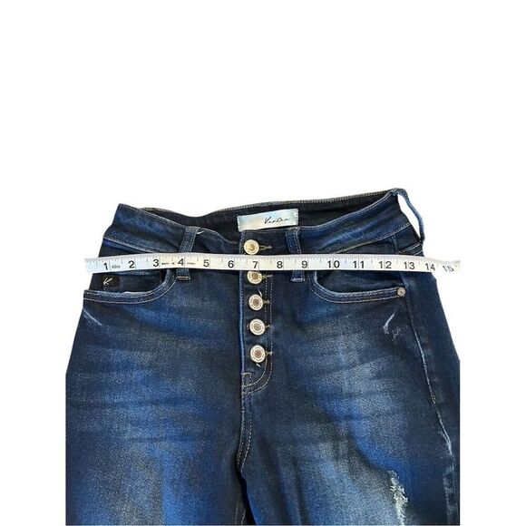 KanCan Women's High Rise Skinny Jeans Juniors Size 5 Blue Frayed Hem Stretchy - Picture 6 of 9